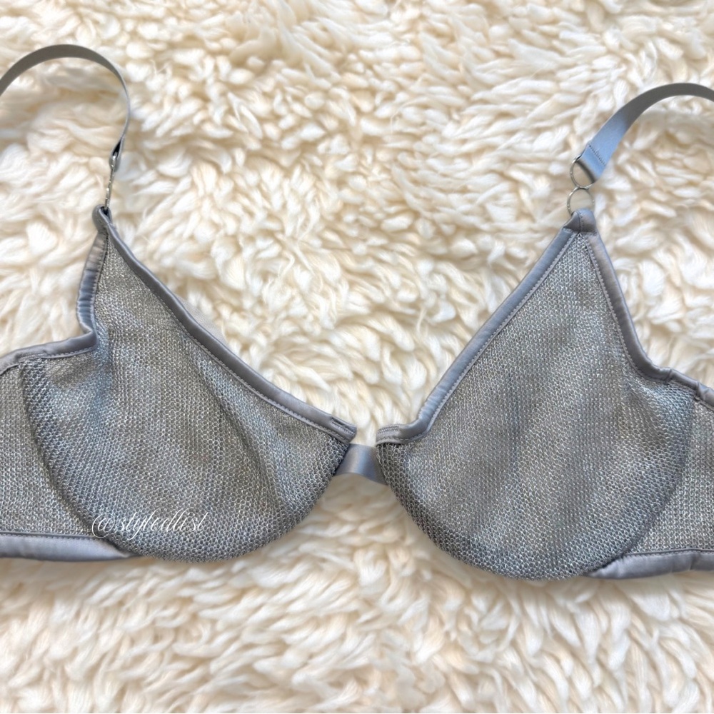 Victoria’s Secret Mesh Bra Silver 32D NWOT